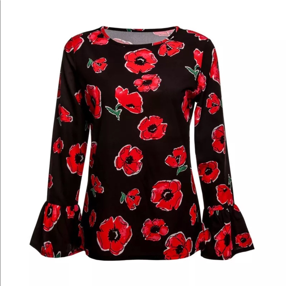 Black Floral Top New With Tags - Picture 3 of 4